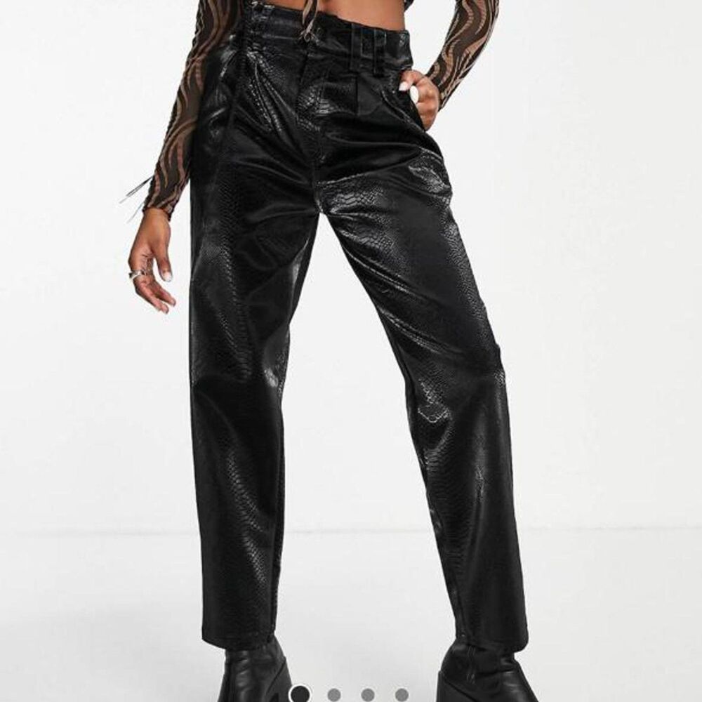 Topshop Shimmery Black Leather Pants
